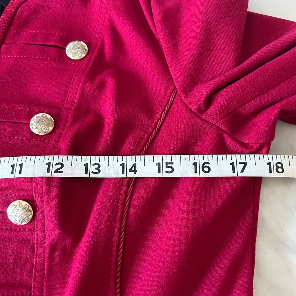 Red Military Jacket Womens 10 Structured Peplum Button White House Black Market - Picture 11 of 13